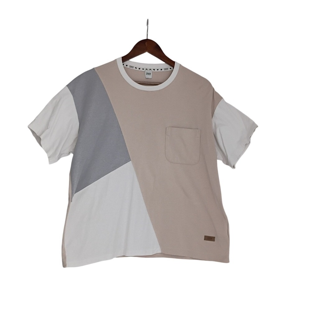Takeo Kikuchi Japan Colorblock Geometric Pocket‎ Tee Mens L 3 Minimalist Luxury